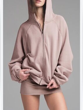 Skims Dusty Mauve Sold Out Relaxed French Terry Zip Hoodie New with tags